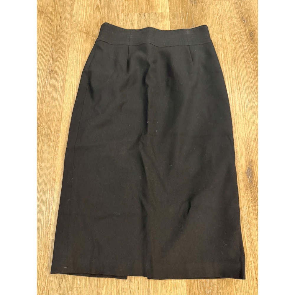 VTG Talbots Italian Wool High Waisted Pencil Midi Skirt Women 10 Black Tailored